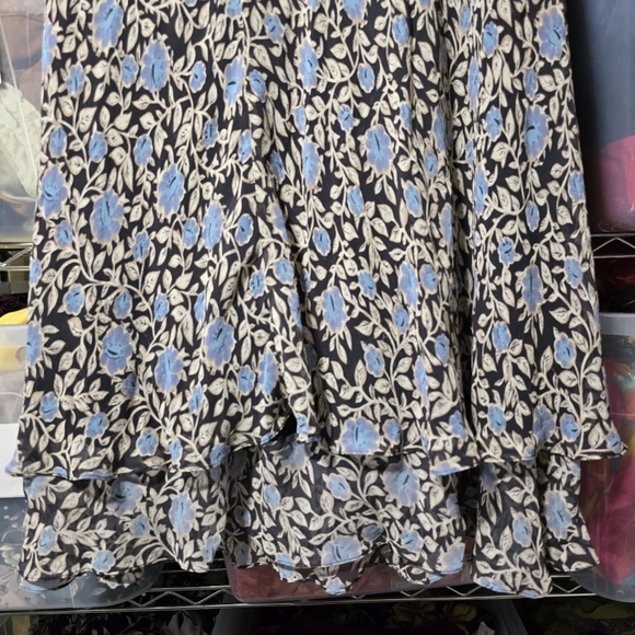 Charter Club Silk Blue Maxi A-Line Skirt with Ruffled Tiers - Picture 3 of 6